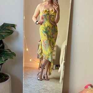 Beautiful vintage paisley asymmetrical summer dress by Emanuel Ungaro